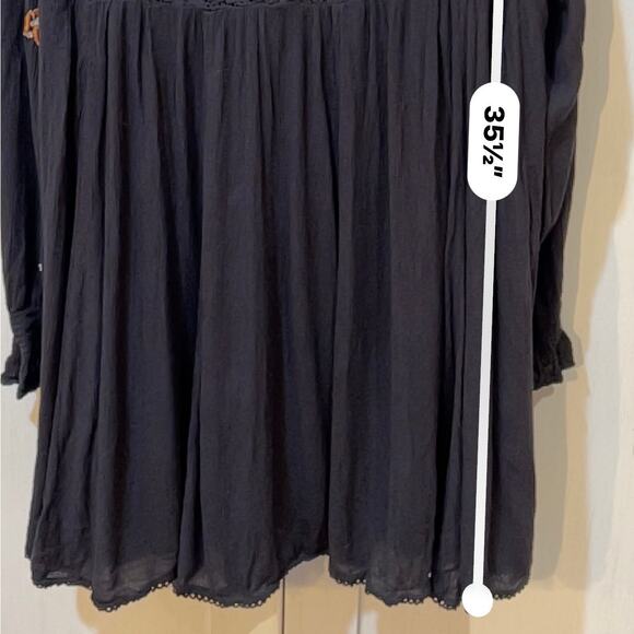 Free People Mohave Embroidered Mini Dress Black sz Large - Picture 6 of 7